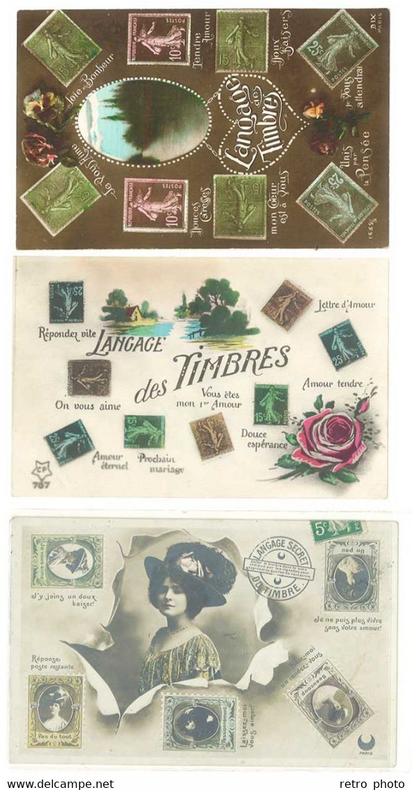 3 Cpa Langage Des Timbres  ( S. 4126 ) - Poste & Facteurs