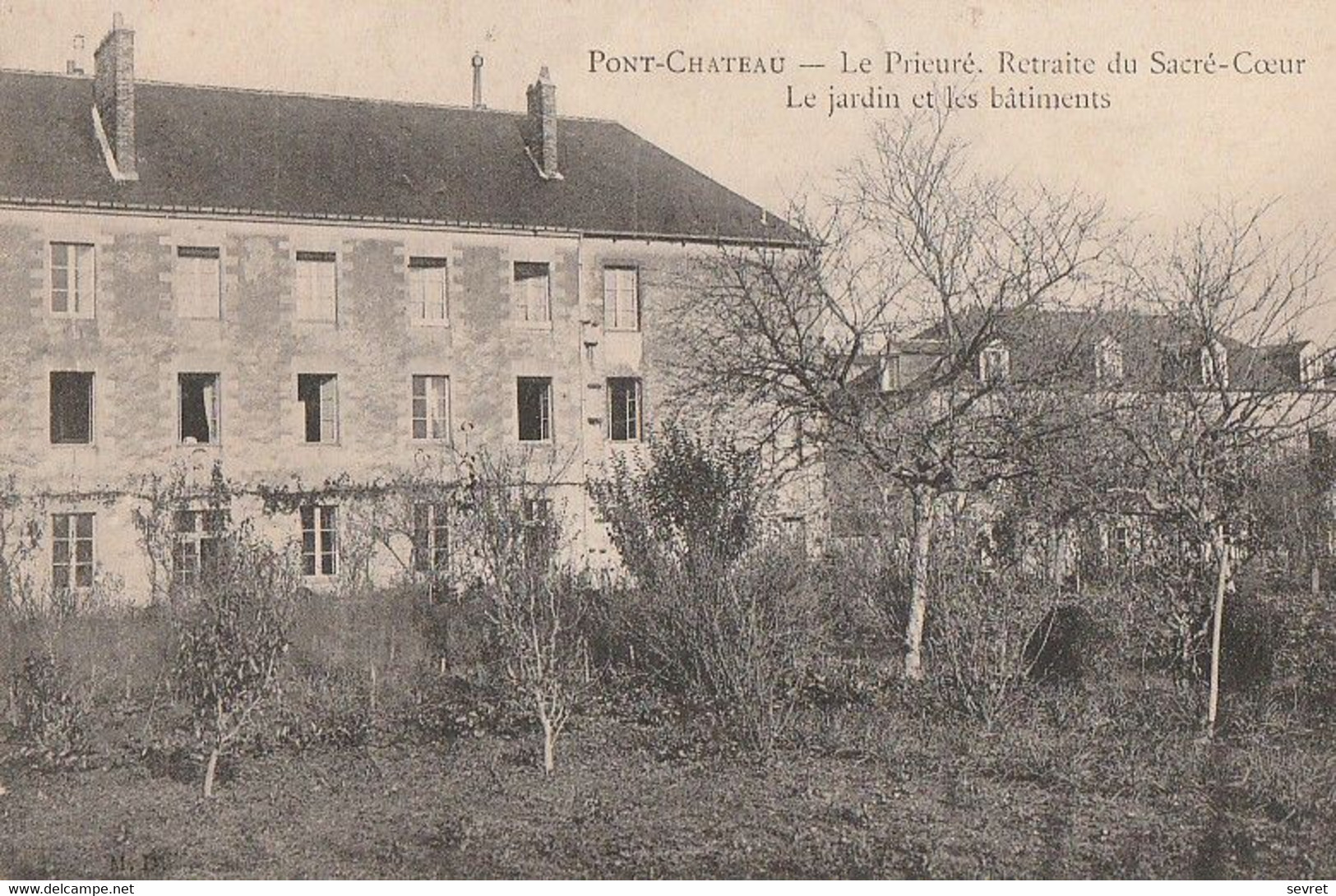 PONT-CHATEAU. - LE Prieuré.Retraite Du Sacré-Coeur. Le Jardin Et Les Bâtiments.Carte RARE - Pontchâteau