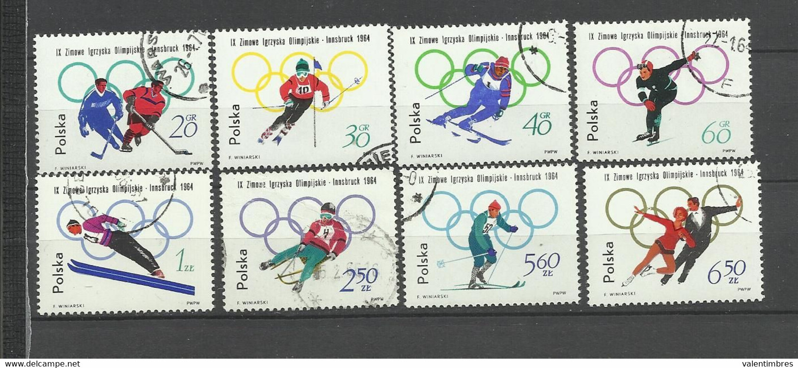 Pologne   YT  Oblitérés 1322/29  Sport Hiver JO Innsbruck 1964  Ski Patinage Poland Polska Polen - Other & Unclassified