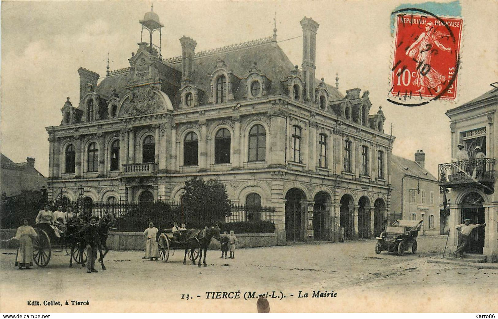 Tiercé * Place Et La Mairie * Automobile Voiture Ancienne * Attelage - Tierce