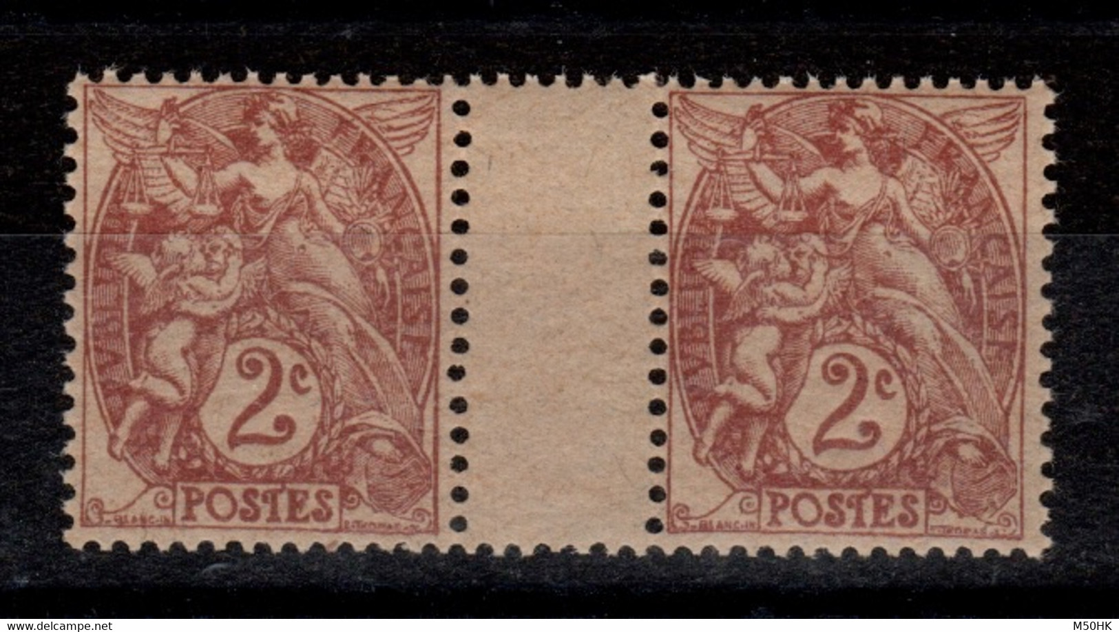 Type Blanc - YV 108 Papier GC N** En Paire Interpanneaux - Unused Stamps