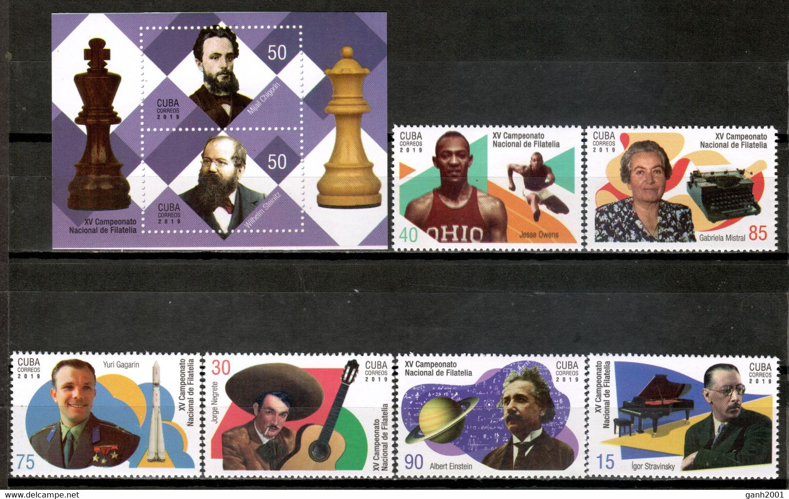 Cuba 2019 / Celebrities Yuri Gagarin · Albert Einstein · Jesse Owens · Jorge Negrete · MNH Personajes / Cu17300  C3-28 - Unused Stamps