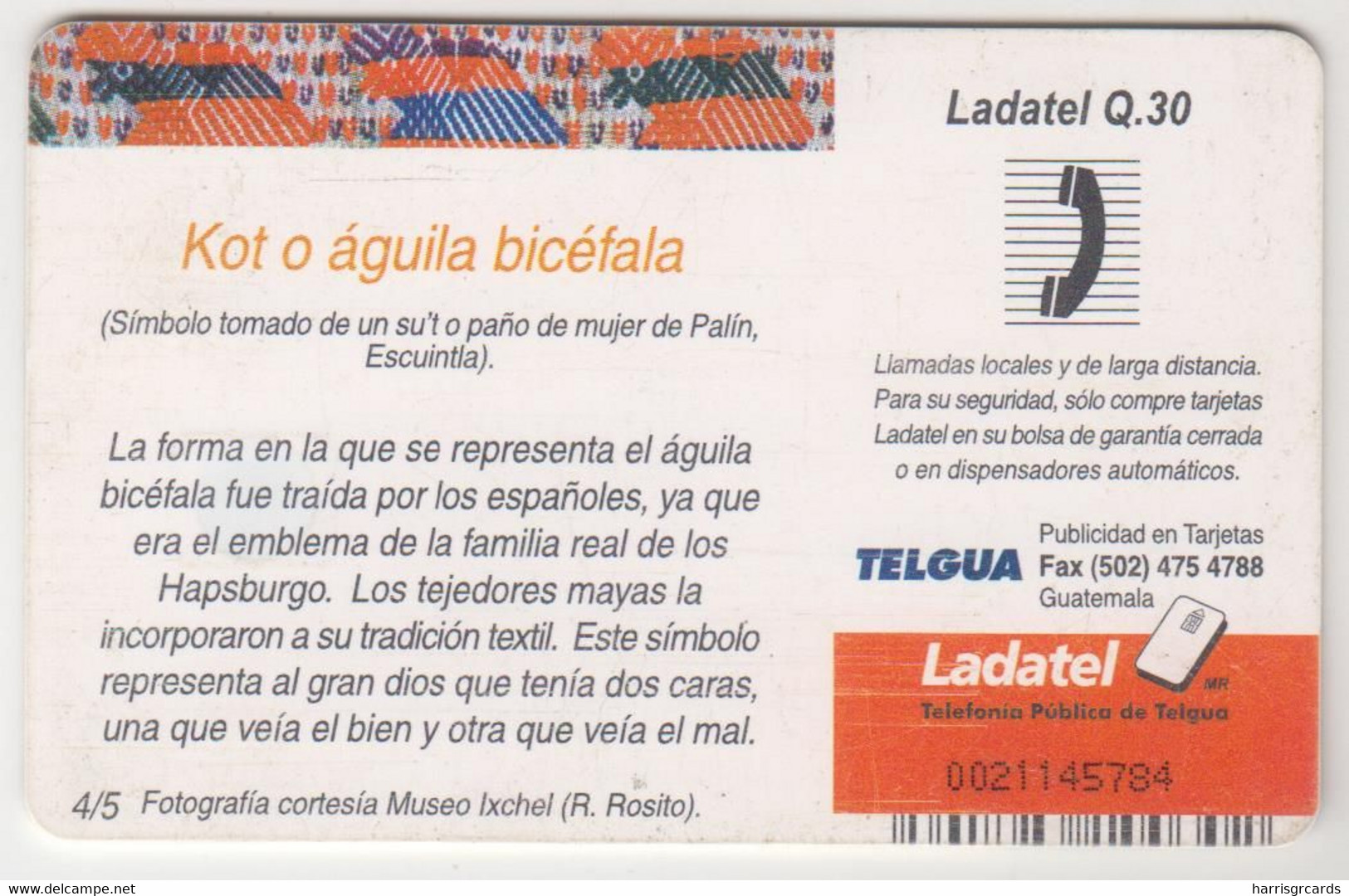 GUATEMALA - Simbolos Textiles 4/5 , Telgua-141, Used - Guatemala