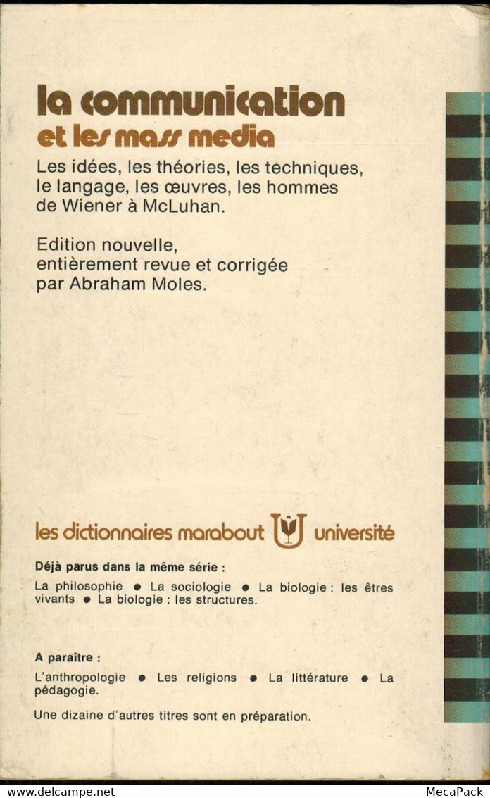 La Communication Et Les Mass Media - Abraham Moles - Marabout MU9 (1971) - Right