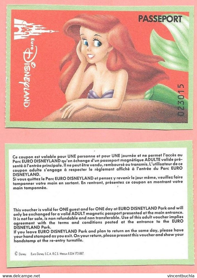 Rare Passeport Papier La Petite Sirène Ref 13a ADCP - Disney-Pässe