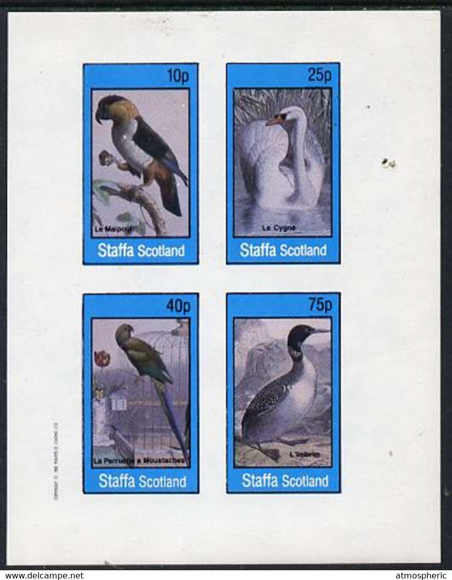 Staffa 1982 Birds #16 (Parrot, Swan, Etc) Imperf  Set Of 4 Values (10p To 75p) U/M - Unclassified