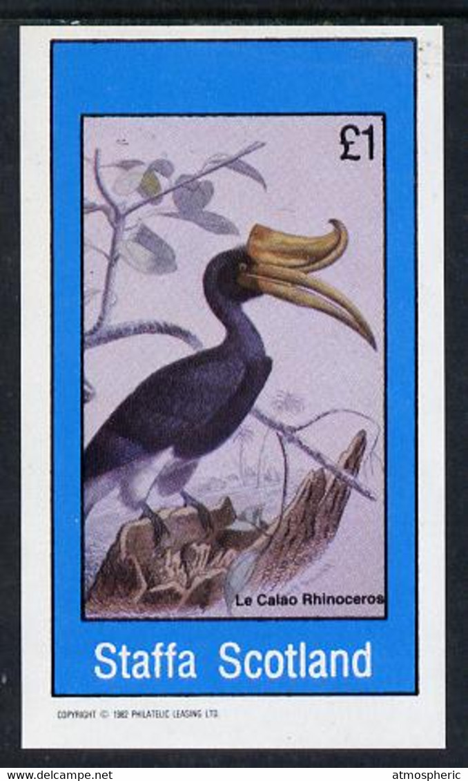 Staffa 1982 Birds #16 (Le Calao Rhinoceros) Imperf Souvenir Sheet (£1 Value) U/M - Non Classés