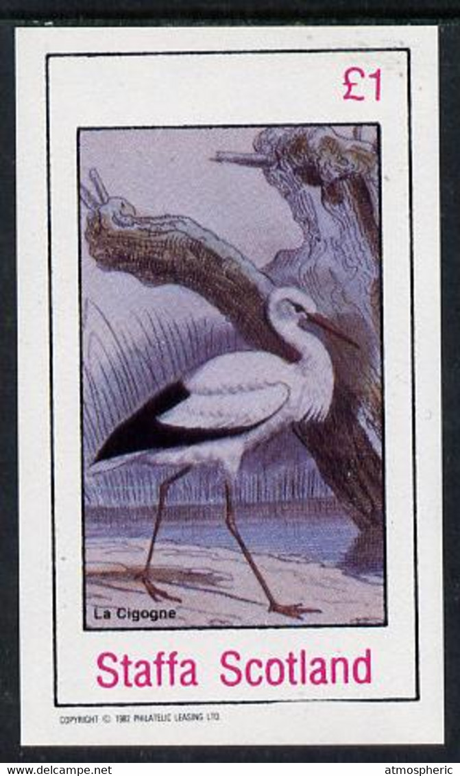 Staffa 1982 Birds #17 (La Cigogne) Imperf Souvenir Sheet (£1 Value) U/M - Non Classés