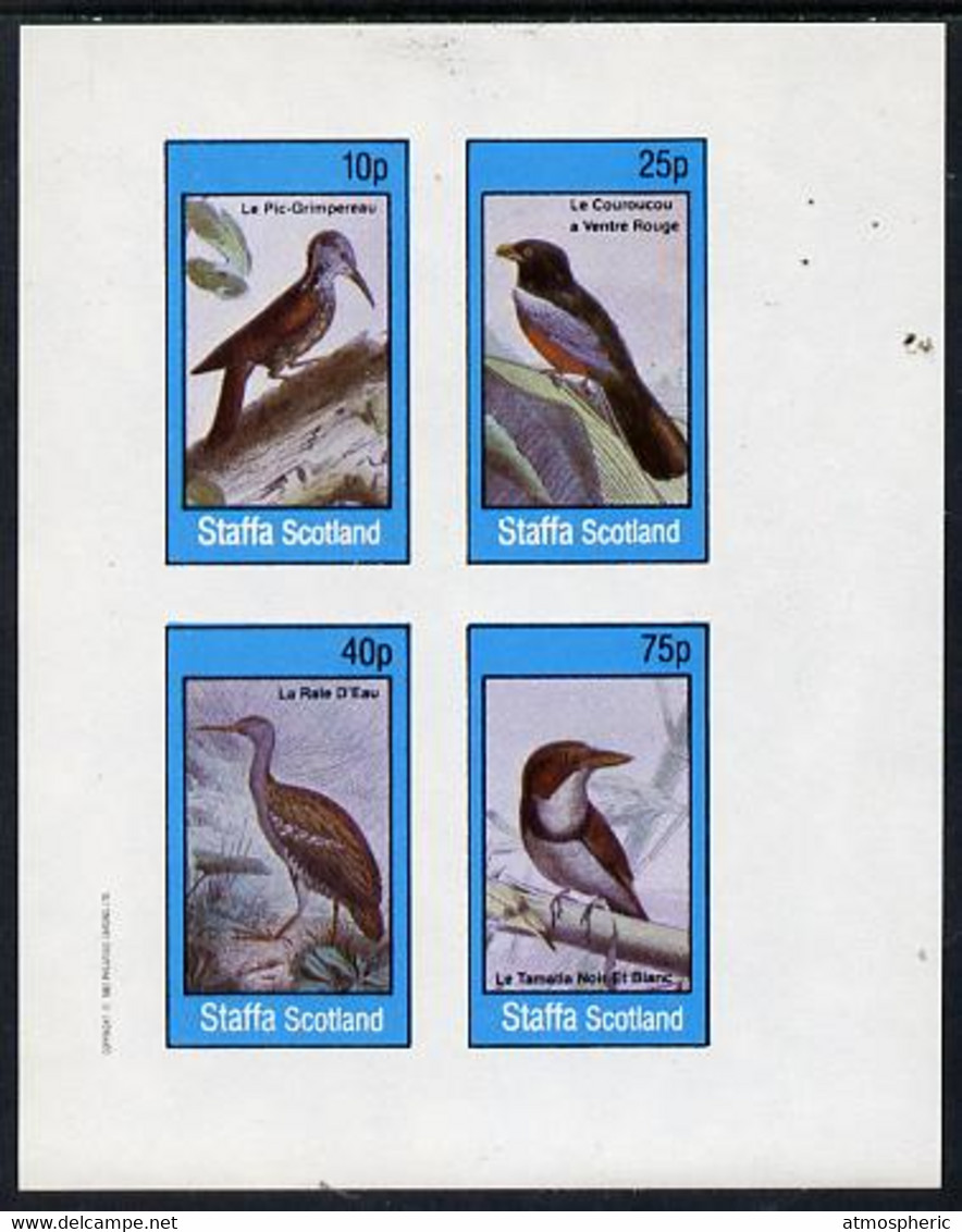 Staffa 1982 Birds #18 (Woodpecker, Kingfisher, Etc) Imperf  Set Of 4 Values (10p To 75p) U/M - Sin Clasificación