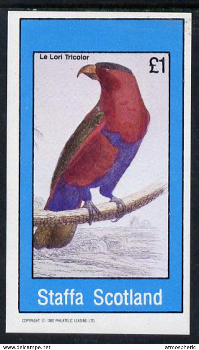 Staffa 1982 Birds #18 (Parrot) Imperf Souvenir Sheet (£1 Value) U/M - Unclassified