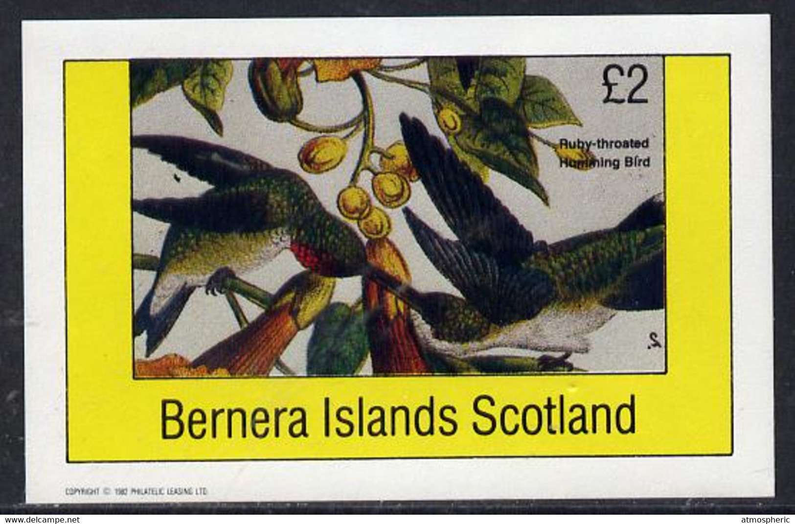 Bernera 1982 Humming Bird Imperf Deluxe Sheet (£2 Value) U/M - Zonder Classificatie