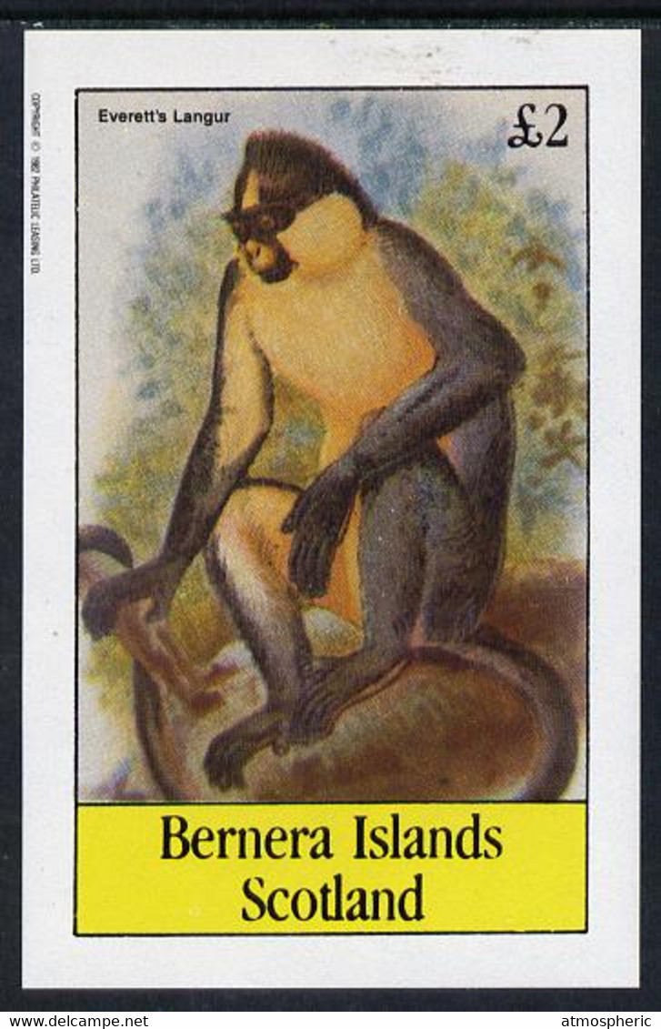 Bernera 1982 Primates (Everetts Langur) Imperf Deluxe Sheet (£2 Value) U/M - Non Classés