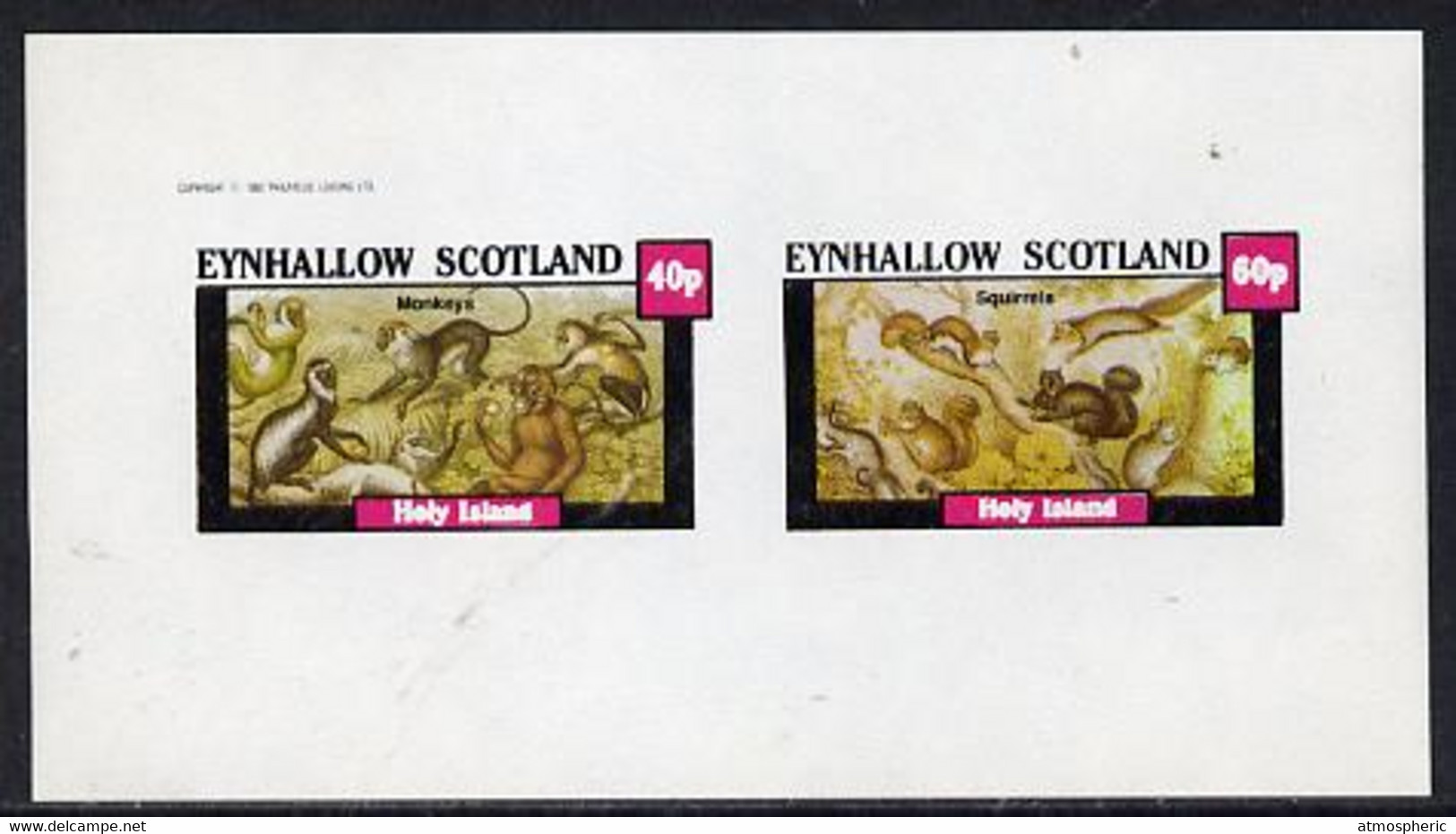 Eynhallow 1982 Animals #10 (Monkeys & Squirrels) Imperf  Set Of 2 Values (40p & 60p) U/M - Non Classificati