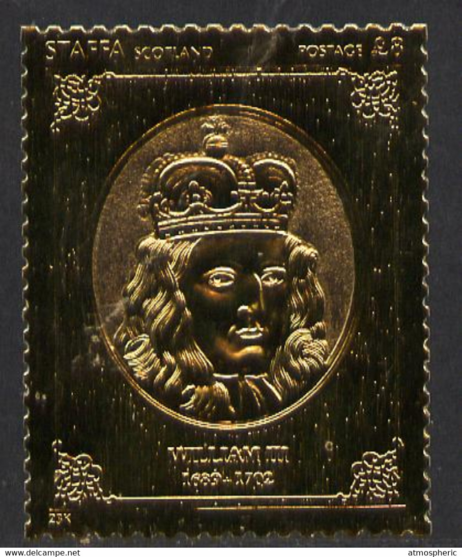 Staffa 1977 Monarchs £8 William III Embossed In 23k Gold Foil With 12 Carat White Gold Overlay (Rosen #495) U/M - Unclassified