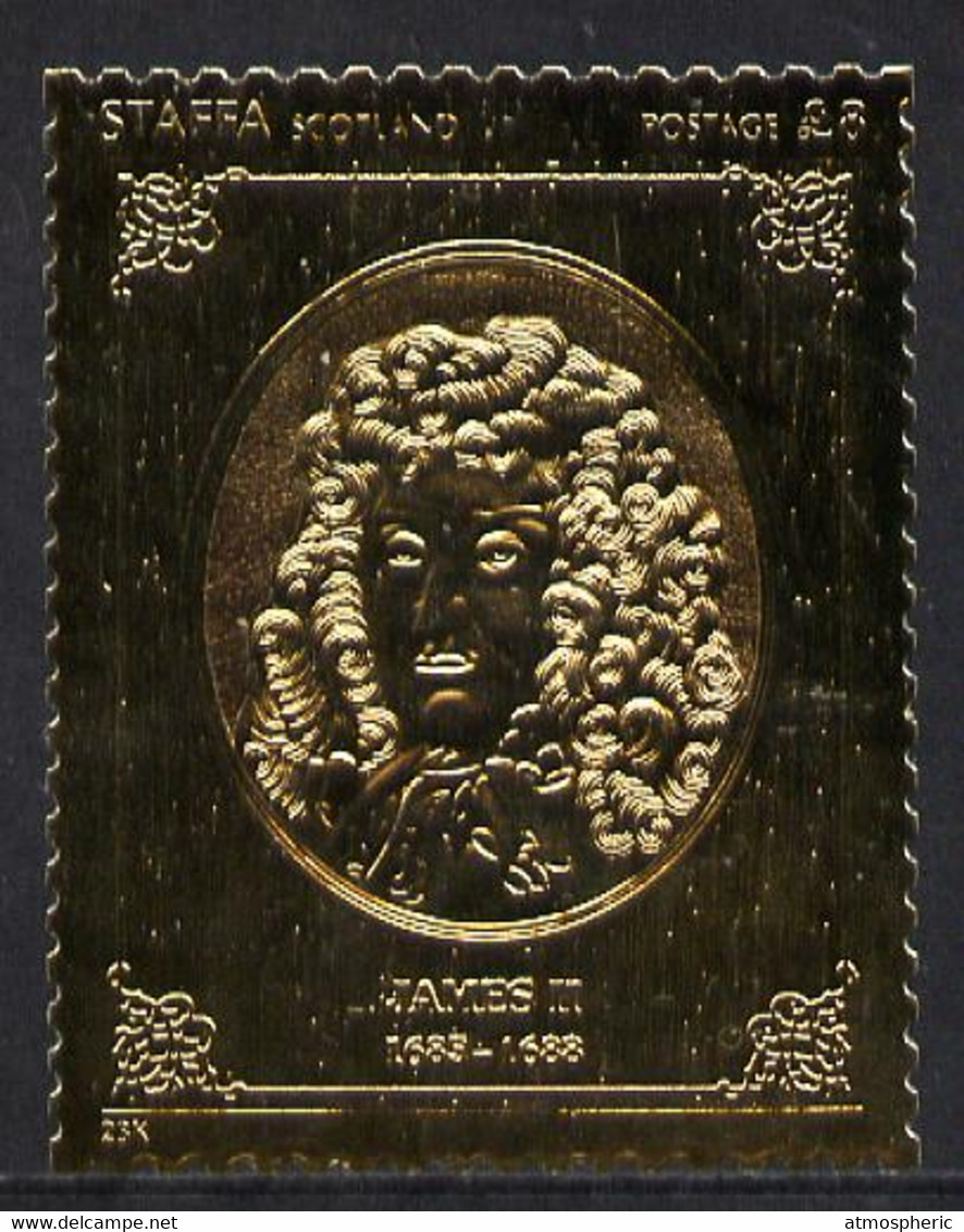 Staffa 1977 Monarchs £8 James II Embossed In 23k Gold Foil With 12 Carat White Gold Overlay (Rosen #494) U/M - Sin Clasificación