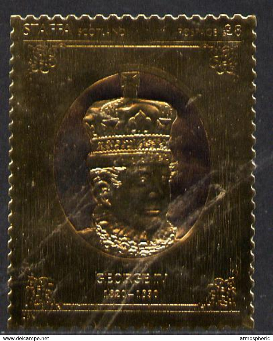 Staffa 1977 Monarchs £8 George IV Embossed In 23k Gold Foil With 12 Carat White Gold Overlay (Rosen #501) U/M - Sin Clasificación