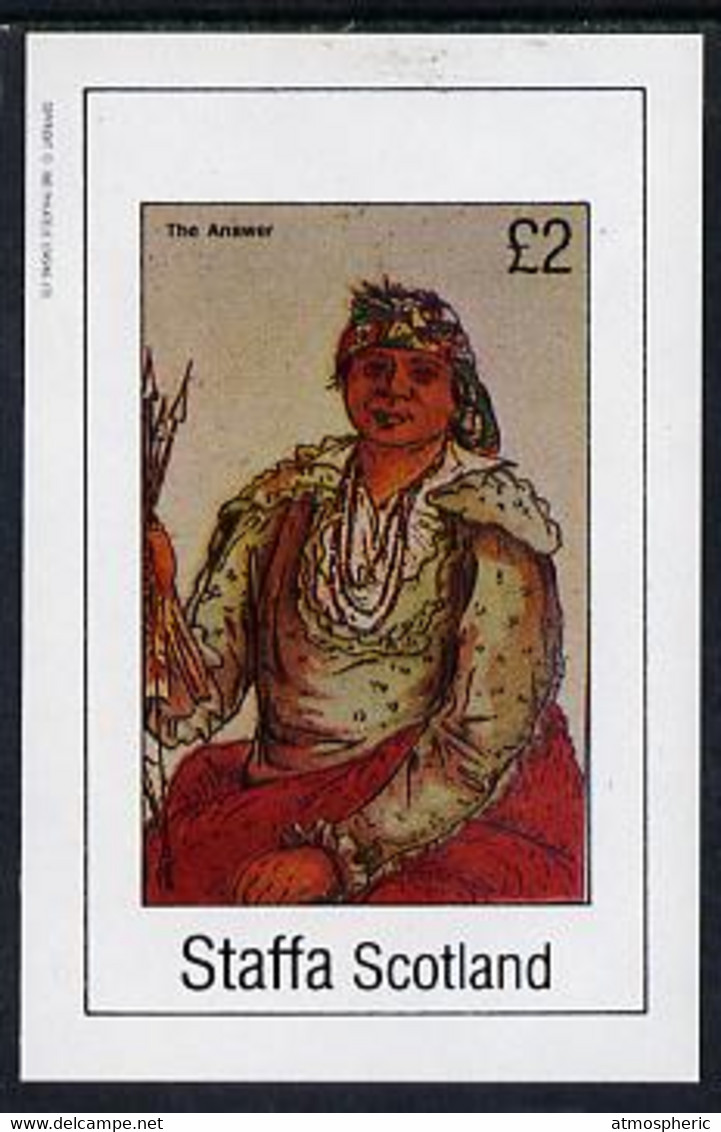 Staffa 1982 N American Indians #04 Imperf Deluxe Sheet U/M (£2 Value) - Non Classificati