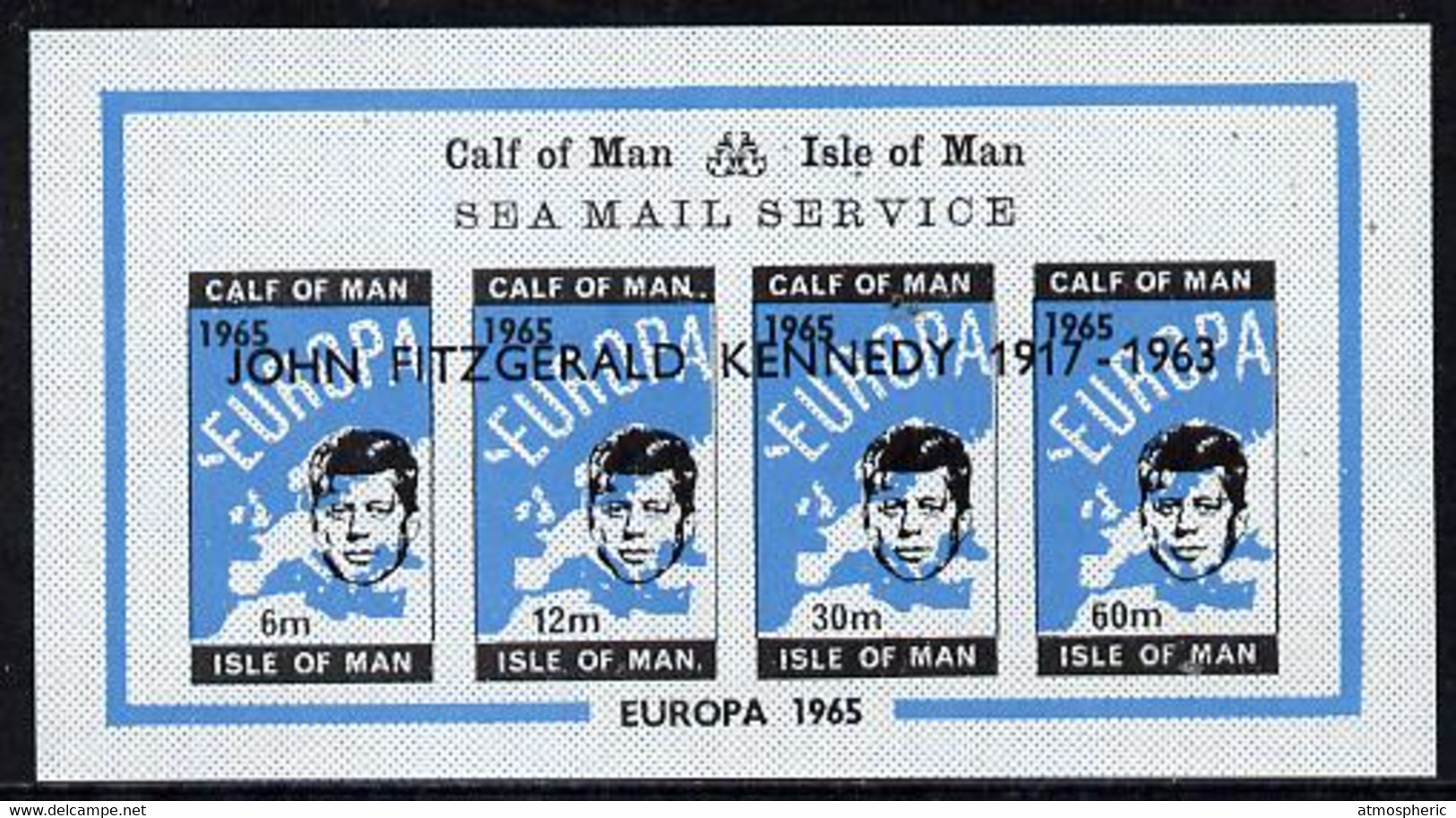 Calf Of Man 1965 J F Kennedy Memorial Opt'd On Europa (single Portrait On Each Stamp) Imperf M/sheet U/M (Rosen CA50LS) - Zonder Classificatie