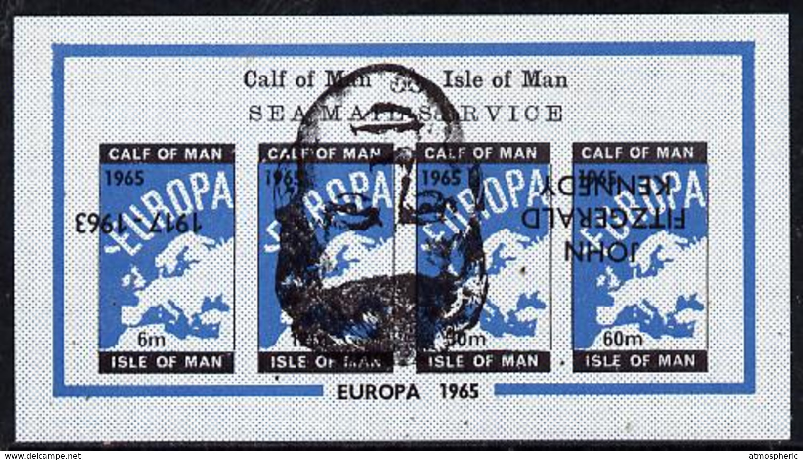 Calf Of Man 1965 J F Kennedy Memorial Opt'd On Europa (large Portrait In Centre Of Sheet) Imperf M/sheet With Opt Invert - Unclassified