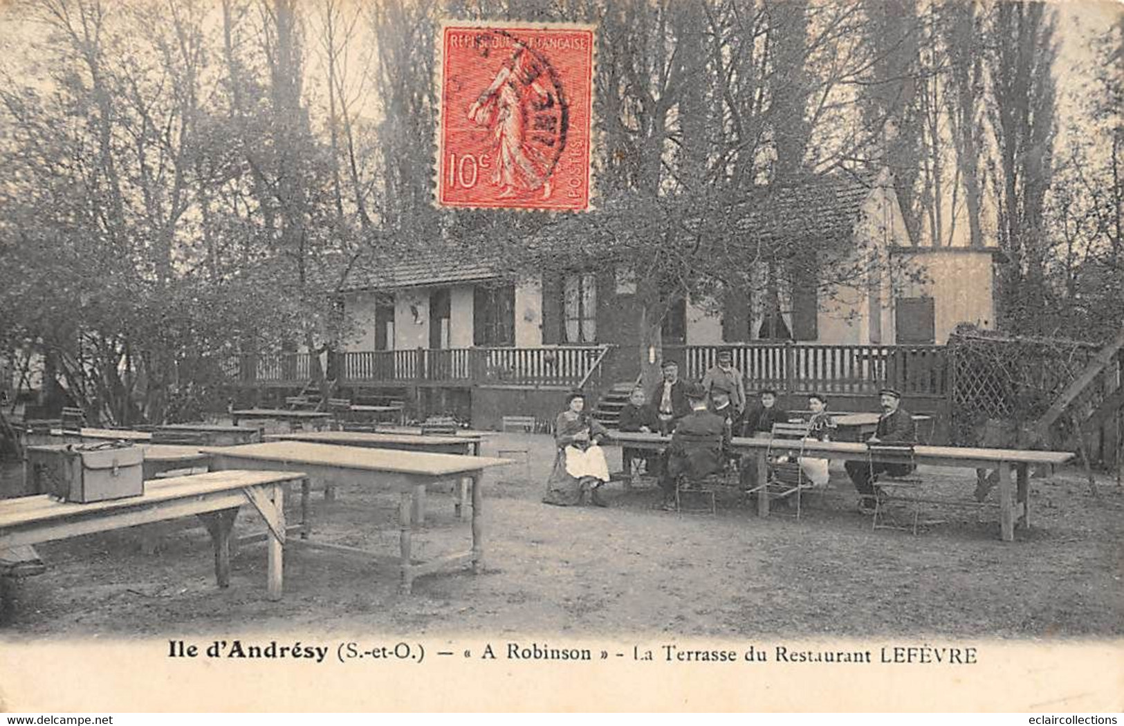 Ile D'Andrésy           78       " A Robinson"   La Terrasse Du Restaurant Lefèvre            (voir Scan) - Andresy