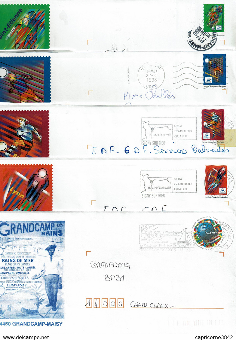 5 Enveloppes PAP - COUPE DU MONDE - FRANCE 98 - PAP : Altri (1995-...)