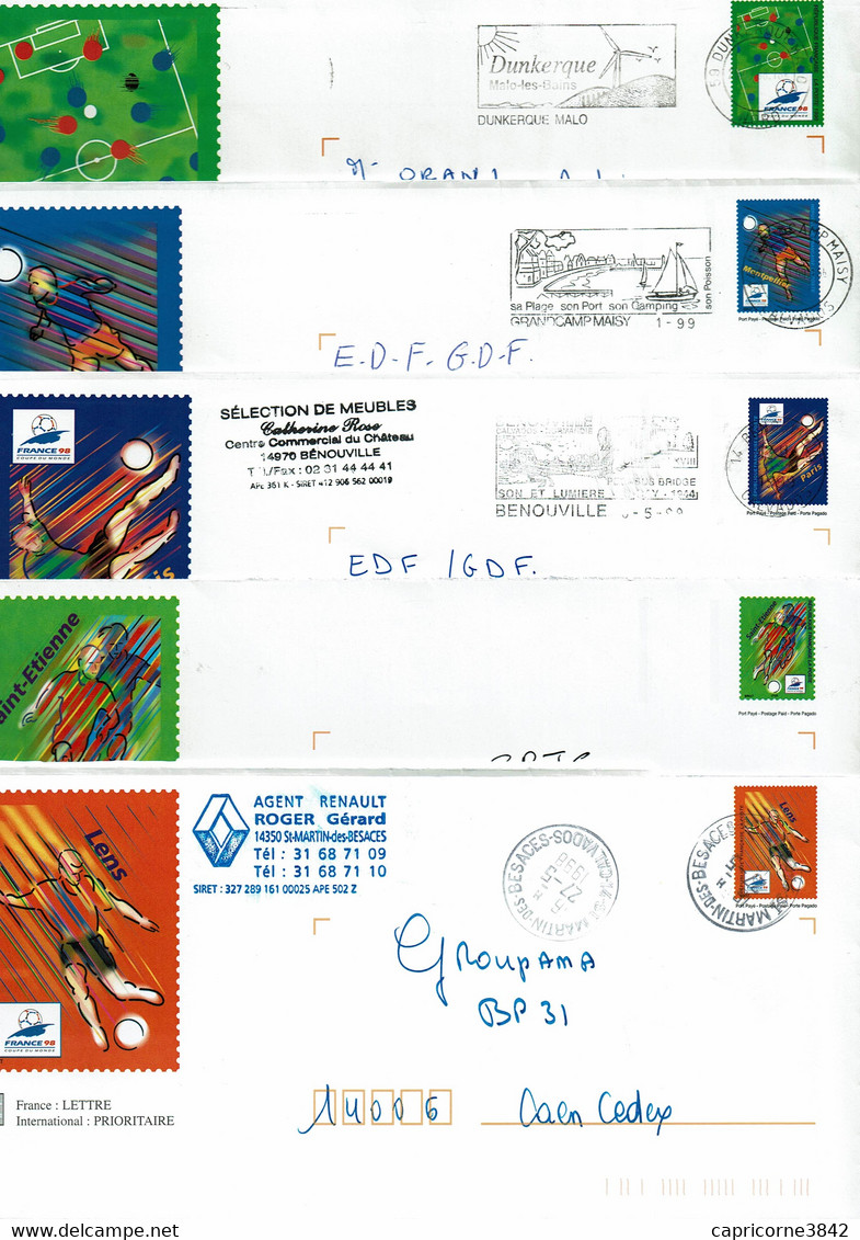 5 Enveloppes PAP - COUPE DU MONDE - FRANCE 98 - Prêts-à-poster:  Autres (1995-...)