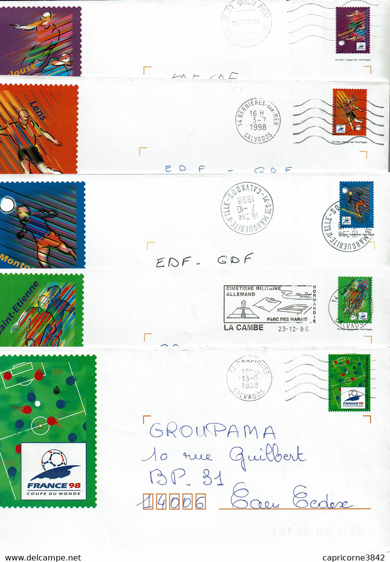 5 Enveloppes PAP - COUPE DU MONDE - FRANCE 98 - PAP : Altri (1995-...)