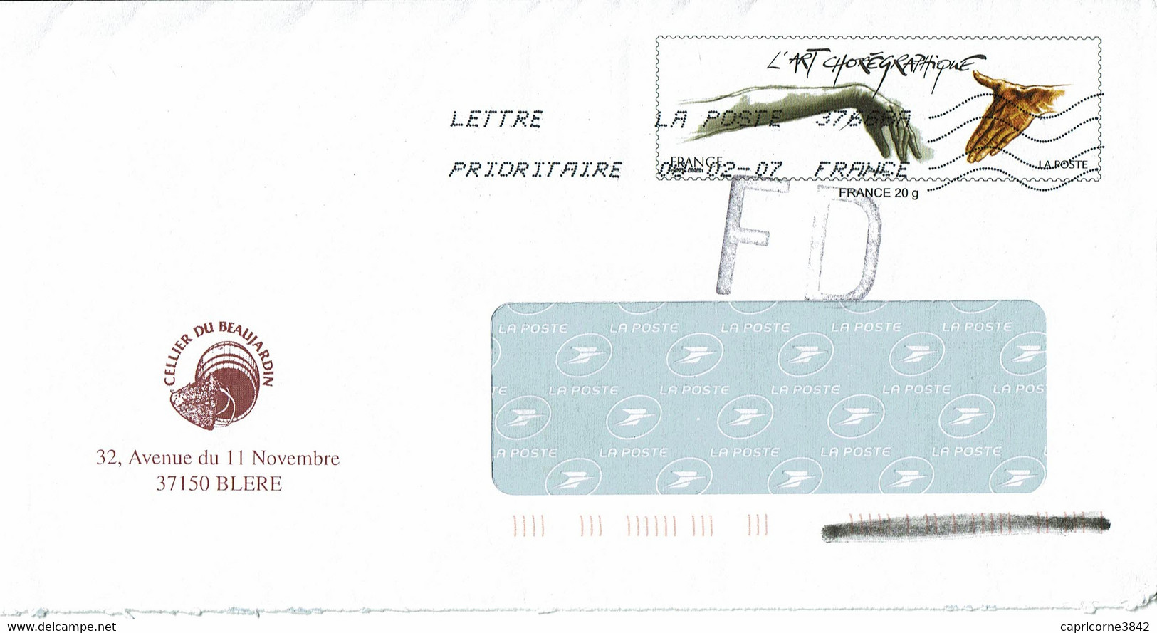 Enveloppe PAP à Fenêtre - Tp L'ART CHOREGRAPHIQUE - Repiquage Cellier Du Beaujardin  - Fausse Direction - PAP : Altri (1995-...)