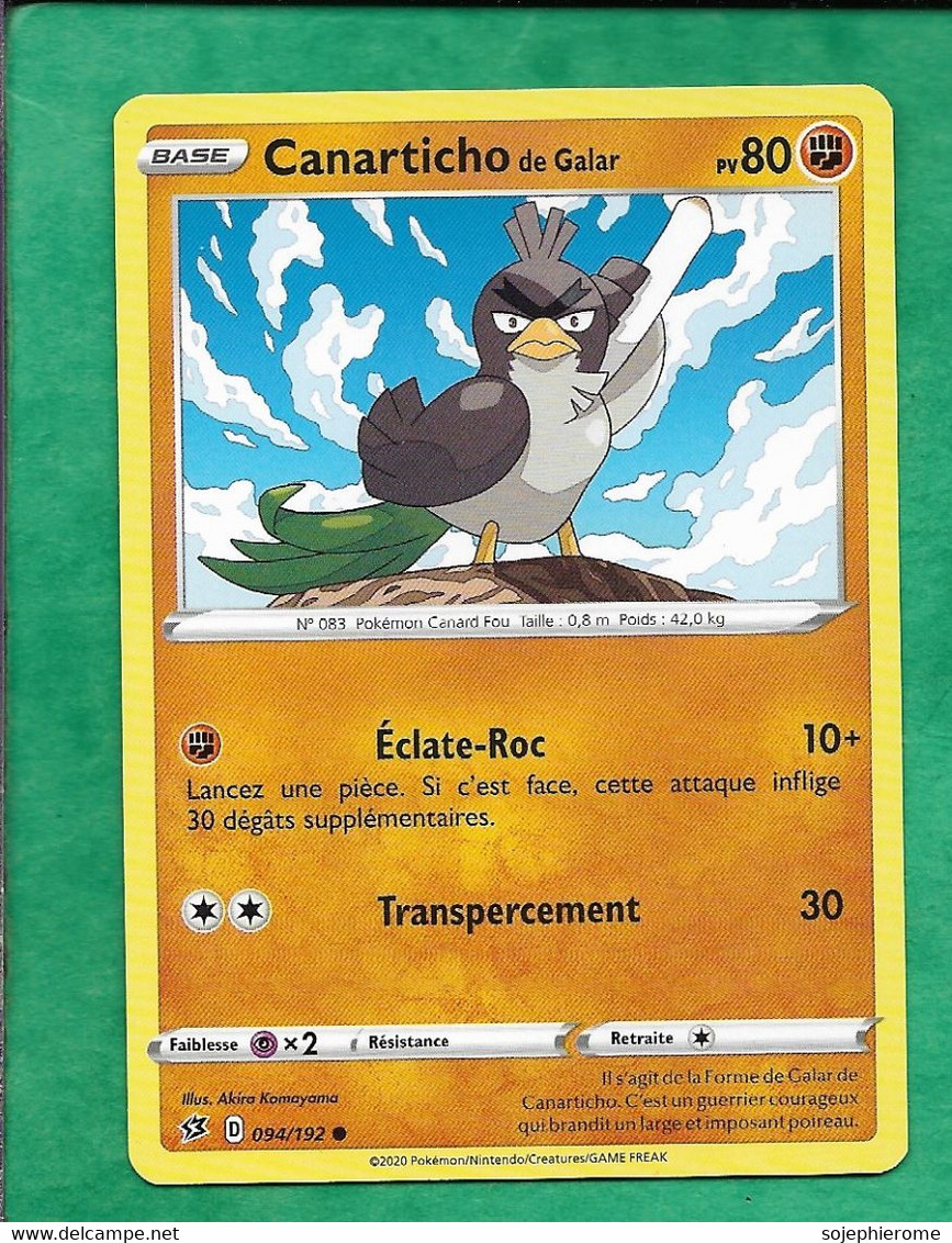 Pokémon 2020 Epée Et Bouclier Clash Des Rebelles 094/192 Canarticho De Galar 2scans - Spada E Scudo