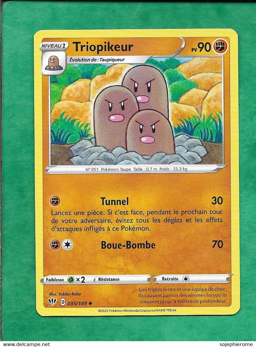 Pokémon 2020 Epée Et Bouclier Ténèbres Embrasées 085/189 Triopikeur 2scans - Spada E Scudo