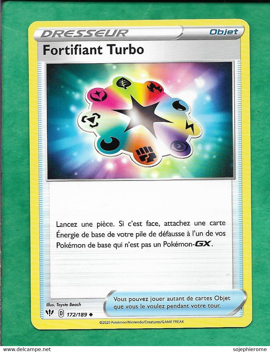 Pokémon 2020 Epée Et Bouclier Ténèbres Embrasées 172/189 Fortifiant Turbo 2scans - Épée & Bouclier