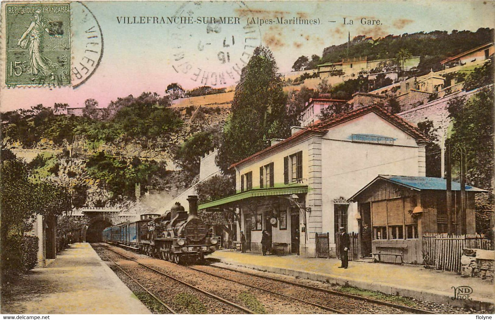 Villefranche Sur Mer - La Gare - Train Locomotive - Ligne Chemin De Fer Alpes Maritimes - Villefranche-sur-Mer