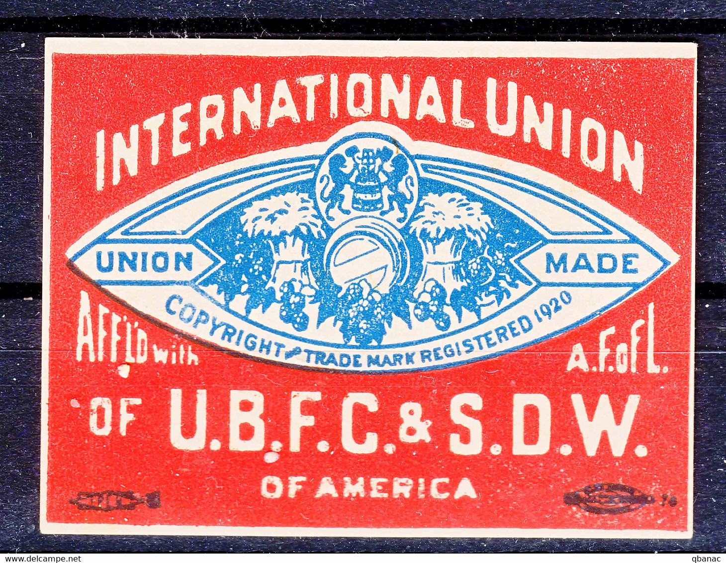 USA 1920 International Union, Vignette, Cinderella, Lebel - Sin Clasificación