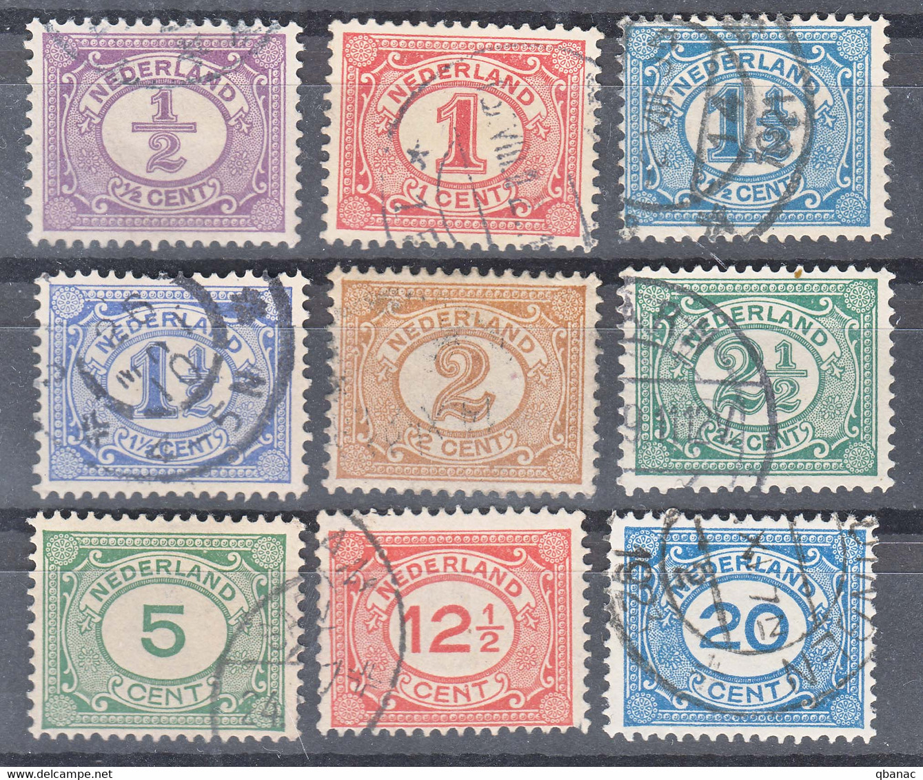 Netherlands 1899 Mi#49-52, 1908 Mi#75,76 And 1921 Mi#107-109 Used - Usados