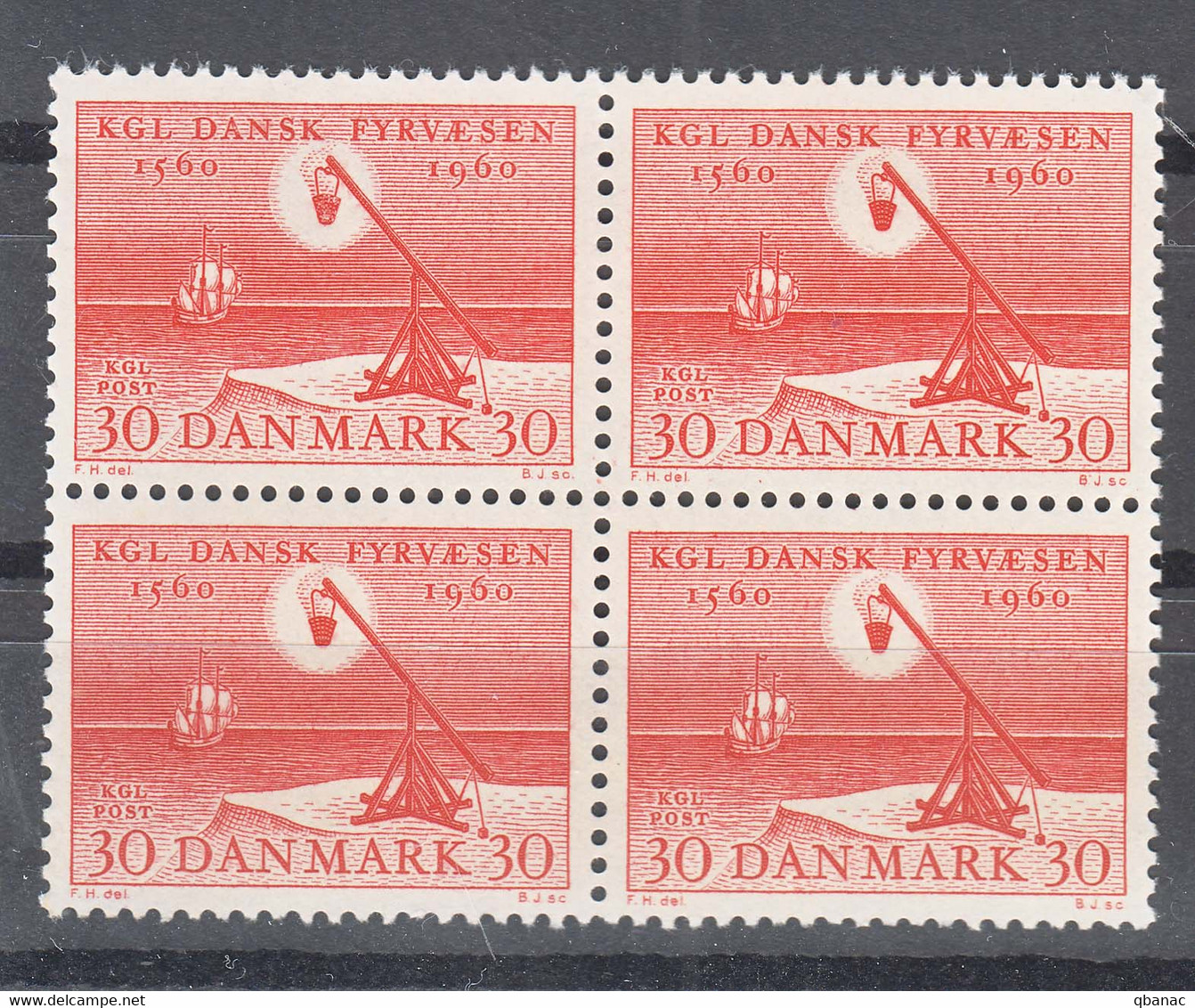 Denmark 1960 Mi#383 Mint Never Hinged Piece Of 4 - Neufs