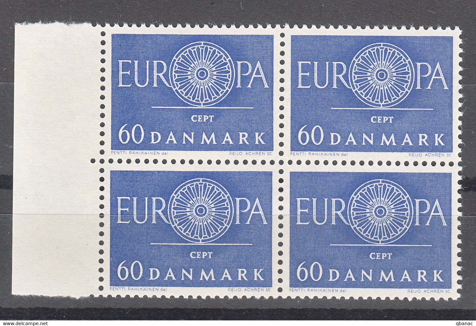 Denmark 1960 Europa Mi#386 Mint Never Hinged Piece Of 4 - Nuovi