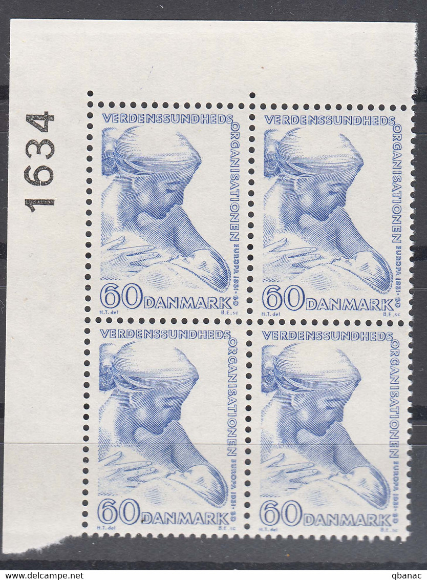 Denmark 1960 WHO Mi#385 Mint Never Hinged Piece Of 4 - Unused Stamps