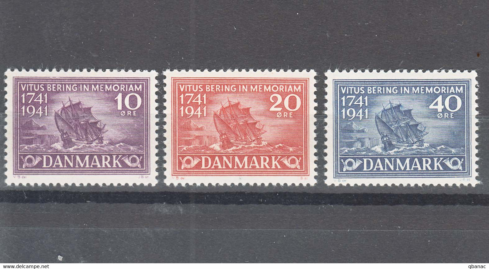 Denmark 1941 Boats Ships Mi#266-268 Mint Never Hinged - Unused Stamps