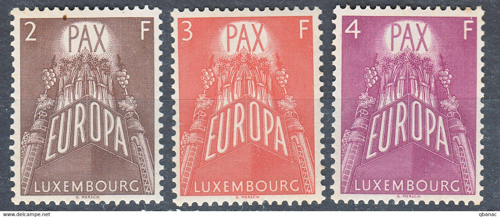 Luxembourg 1957 Europa CEPT PAX Mi#572-574 Mint Lightly Hinged - 1957