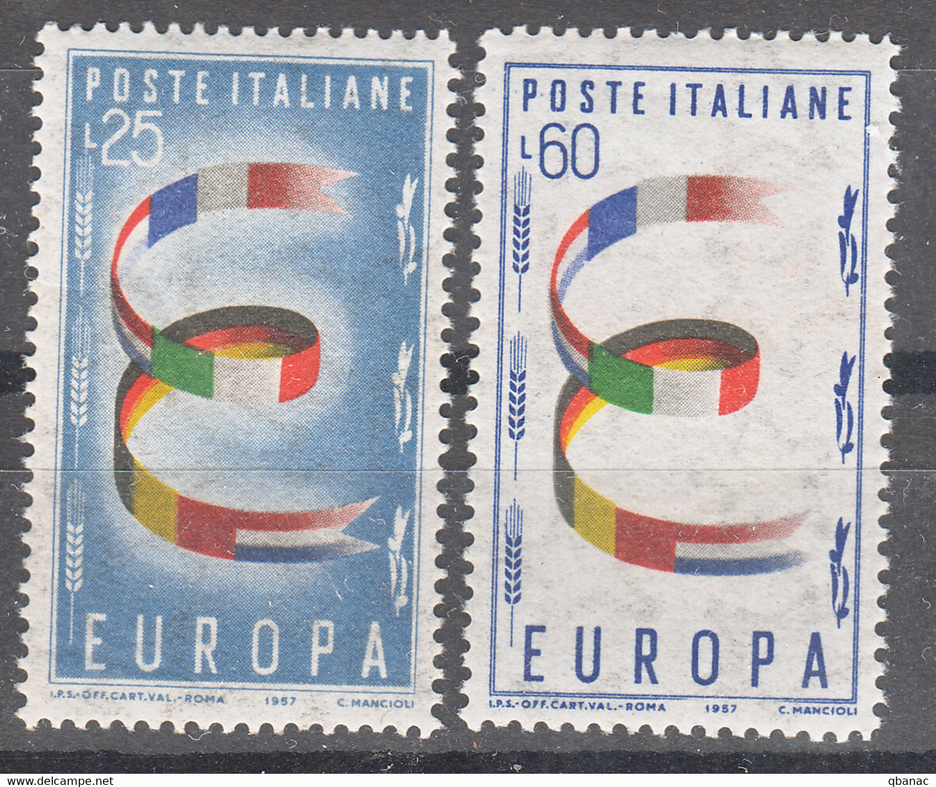 Italy Republic 1957 Europa CEPT Sassone#817-818 Mi#992-993 Mint Never Hinged - 1957