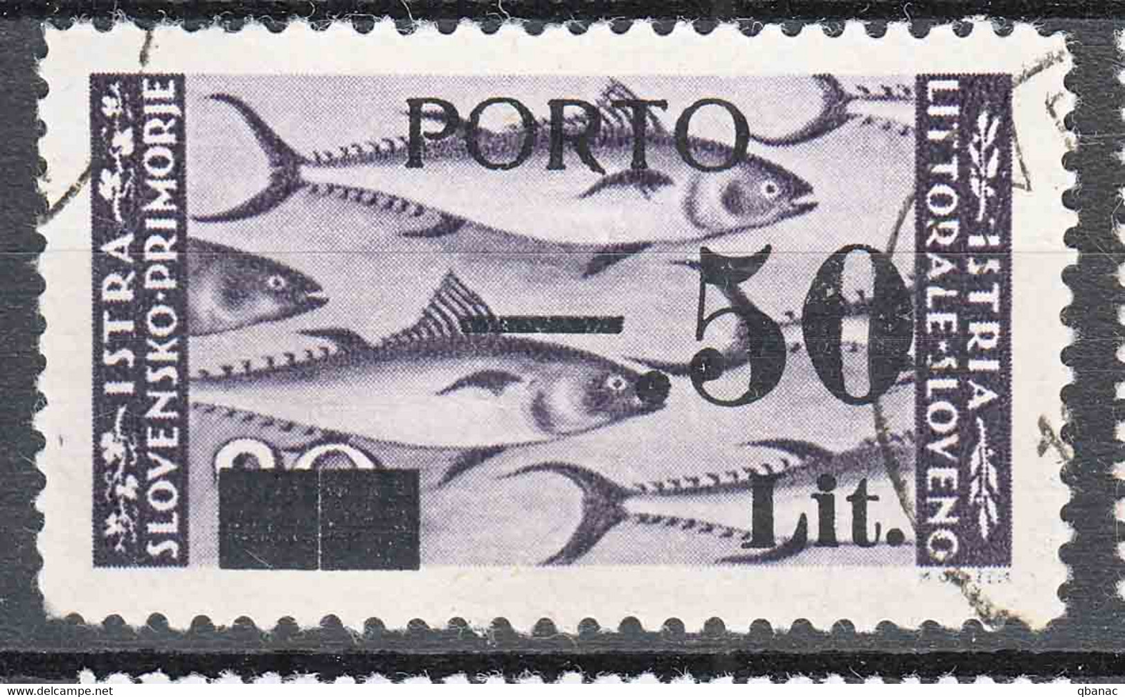 Istria Litorale Yugoslavia Occupation, Porto 1946 Sassone#6 Overprint II, Used - Jugoslawische Bes.: Istrien