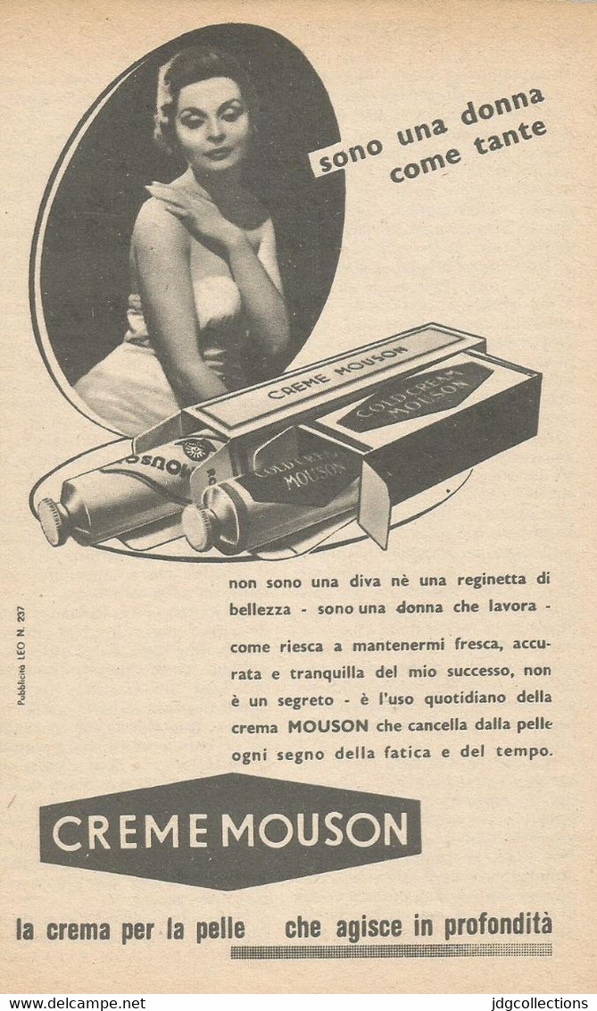 # CREME MOUSON 1950s Advert Pubblicità Publicitè Reklame Moisturizing Cream Creme Hydratante Protector - Zonder Classificatie