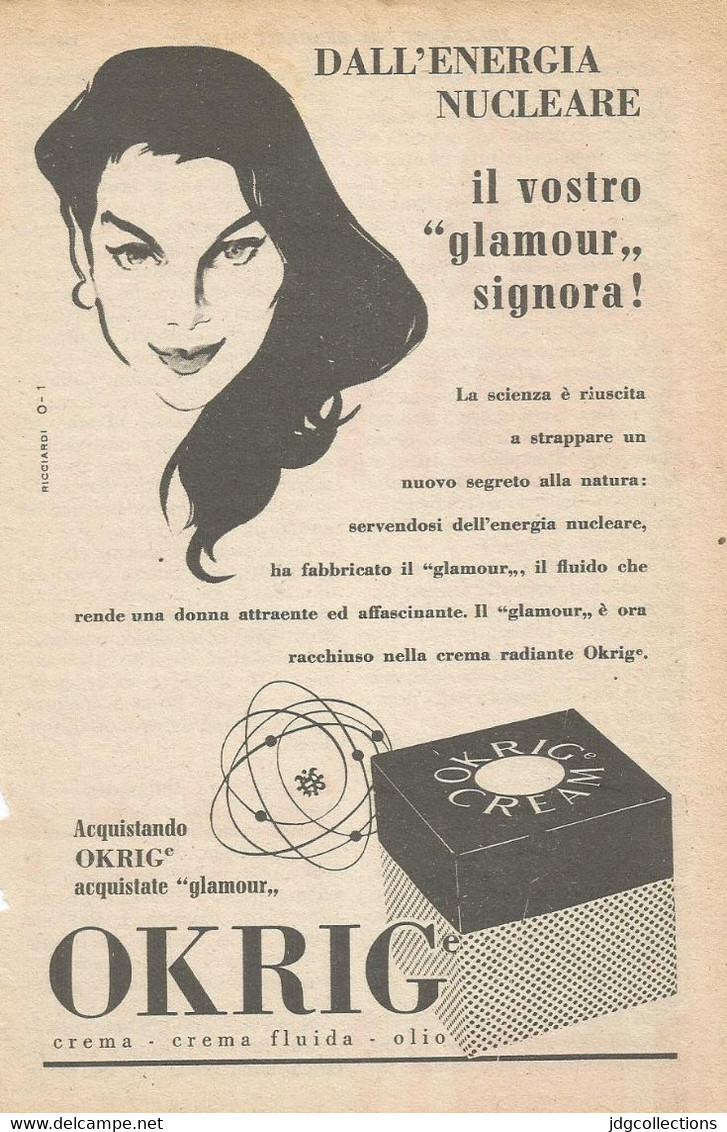 # CREME OKRIG 1950s Advert Pubblicità Publicitè Reklame Moisturizing Cream Creme Hydratante Protector - Non Classificati