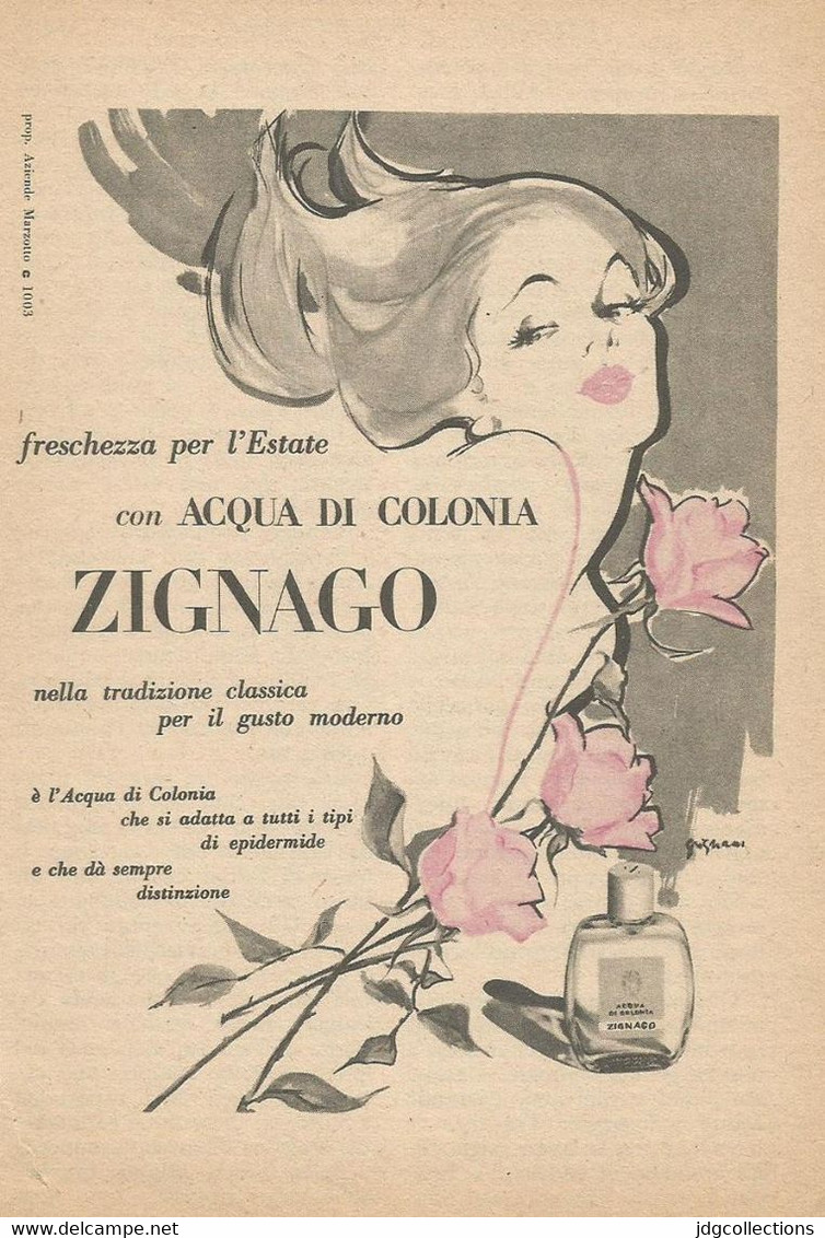 # ACQUA DI COLONIA ZIGNAGO 1950s Advert Pubblicità Publicitè Reklame Perfume Parfum Profumo Cologne Stork - Zonder Classificatie