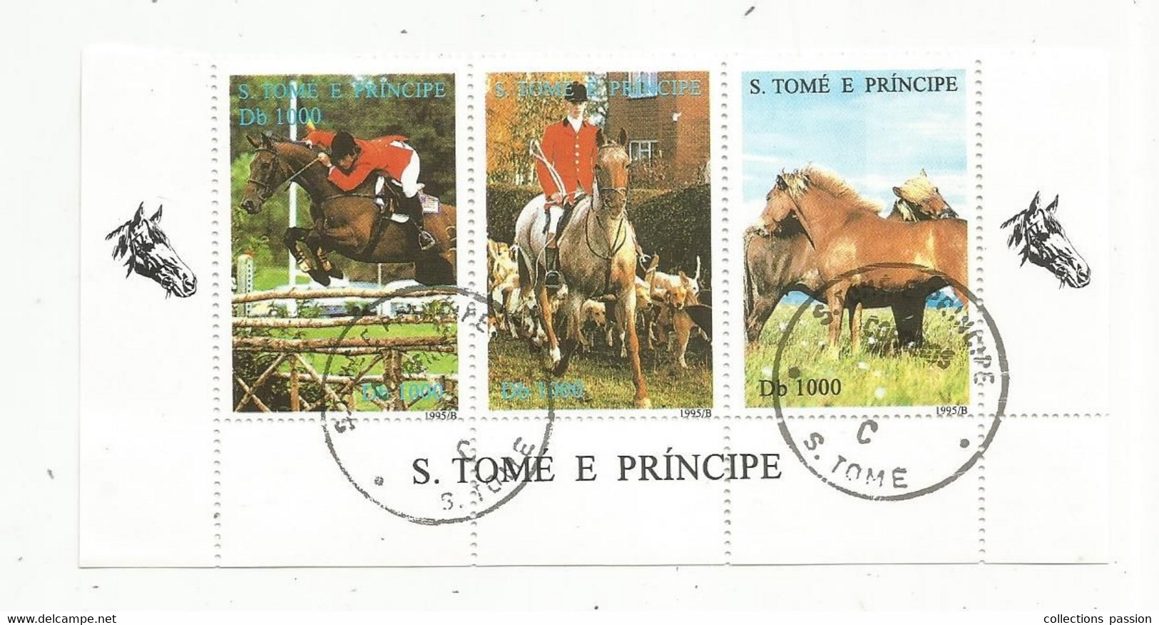 Bloc De 3 Timbres , Chevaux , Cavalos , SAO TOME ET PRINCIPE ,1995 - São Tomé Und Príncipe