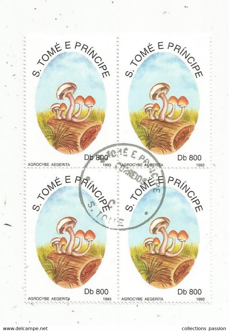 Bloc De 4 Timbres , Champignons, Agrocyge Aegerita , SAO TOME ET PRINCIPE ,1993 - São Tomé Und Príncipe