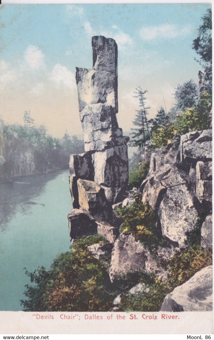 USA - Saint Croix Falls WI Wisconsin, St. Croix River Dalles - Devils Chair -  Vintage Postcard 1900 - Autres & Non Classés