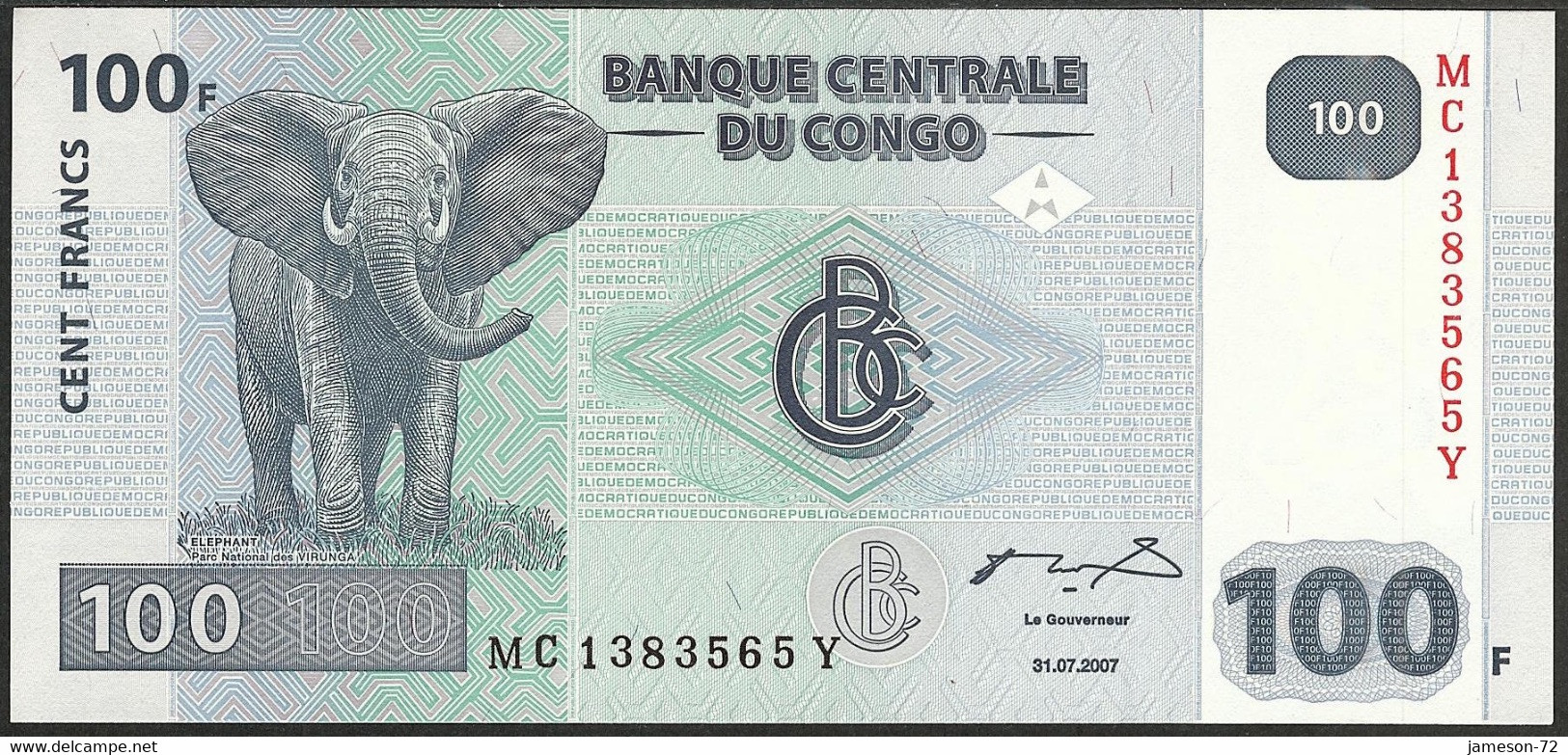 CONGO DEMOCRATIC REPUBLIC - 100 Francs 2007 P#98 Africa Banknote - Edelweiss Coins - République Démocratique Du Congo & Zaïre