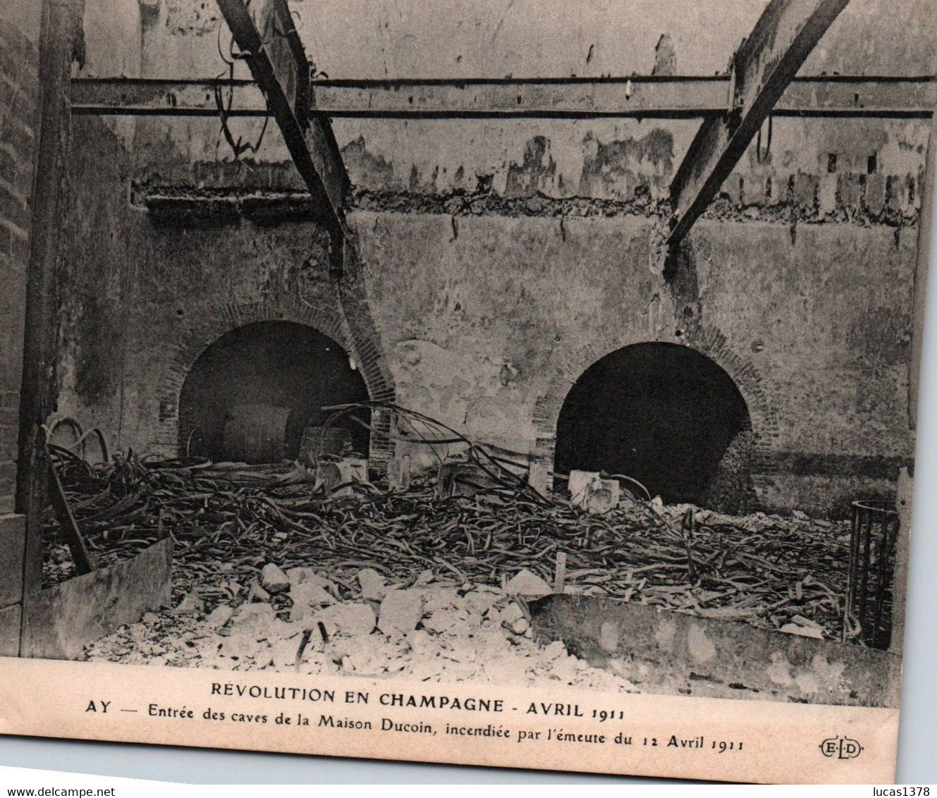 51 / REVOLUTION EN CHAMPAGNE 1911 /AY / ENTREE DES CAVES DE LA MAISON DUCOIN - Ay En Champagne