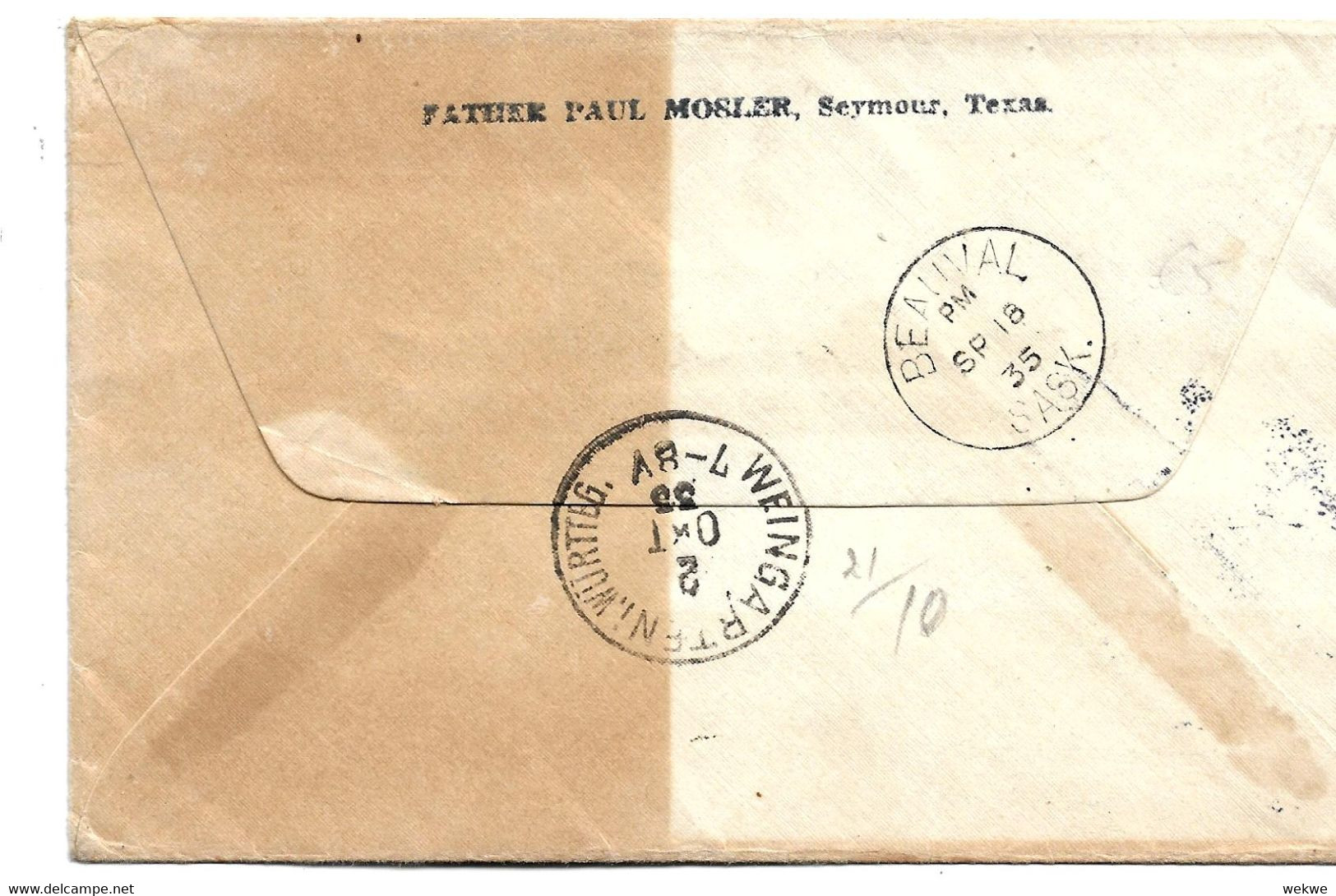 CAF043 / KANADA - Erstflugbeleg 18.9.1935. Frankiert Mit 10 C Regierungsjubiläum Georg V - Covers & Documents